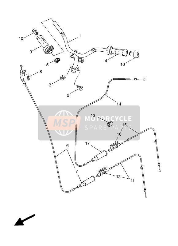 Yamaha YQ50L 2002 Steering Handle & Cable (For 5PUD) for a 2002 Yamaha YQ50L